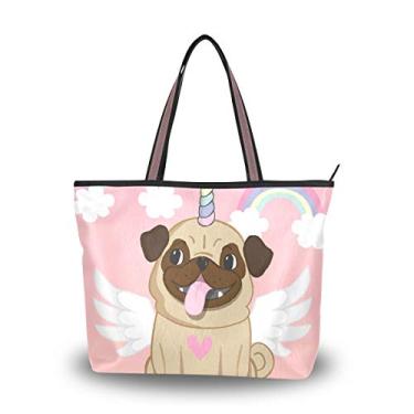 Imagem de Bolsa tote de unicórnio para cães em rosa bolsa de ombro para mulheres e meninas, Multicolorido., Medium