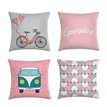 Imagem de kit 4 capas almofadas delicada rosa 40x40