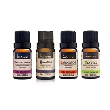 Imagem de Kit 4 Óleo Essencial - Eucalipto, Lavanda, Laranja e Tea Tree/Melaleuca - Via Aroma