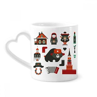 Imagem de Urso Vodka Acordeão Boneca Rússia Caneca de Café Cerâmica Copo de Coração de Vidro
