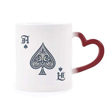 Imagem de Caneca sensível ao calor para jogos com estampa de cartas de baralho, copo de grés que muda de cor vermelha