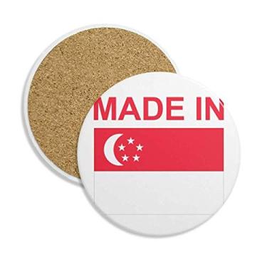 Imagem de Caneca de porta-copos feita em Cingapura Country Love Coaster Cup com proteção de mesa, pedra absorvente