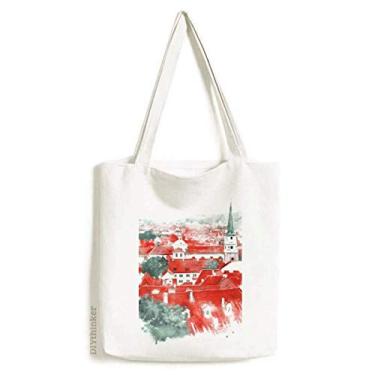 Imagem de Telhado vermelho Rússia pintura sacola sacola sacola de compras bolsa casual bolsa de mão