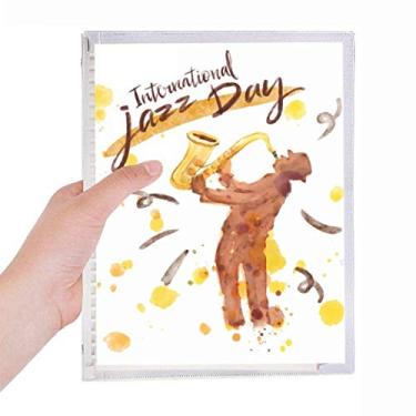 Imagem de Music Sax Instruments Caderno com estampa de aquarela, folhas soltas, diário recarregável