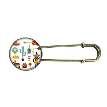Imagem de Sombrero Tequila Guitar Chili Mexico Elment Broche de Metal Retrô Joia