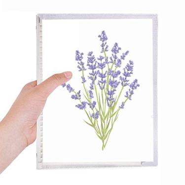 Imagem de Caderno de folhas soltas com pintura de plantas de flores, lavanda, diário recarregável