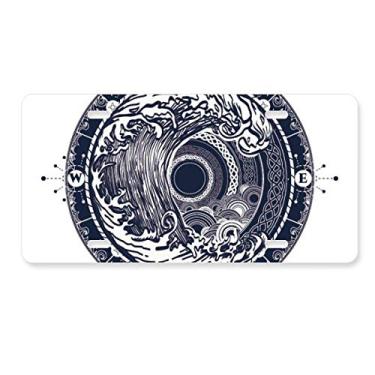 Imagem de DIYthinker Ondas, bússola, círculo, arte, placa de licença para decoração de carro, acessório de aço inoxidável