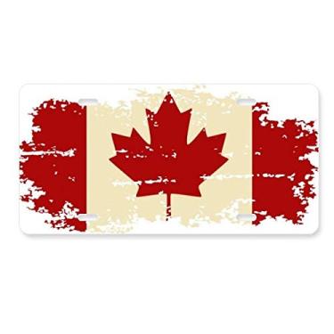 Imagem de DIYthinker Bandeira canandesa e placa de licença de folha de bordo decoração de aço inoxidável para automóveis