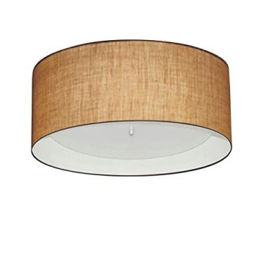 Imagem de Plafon Cilíndrico Cúpula em Duplo Tecido 50x25 cm, Vivare Iluminação, Plafon3161 LP/BR, Palha/Branco, Médio