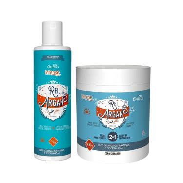 Imagem de Kit Shampoo 220ml + Creme Pentear e Tratamento 2 em 1 500g Vegano Rei Argan Intense Griffus