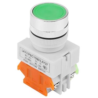 Imagem de Interruptor momentâneo de botão verde, montagem de 2 mm LAY37-11BN de redefinição automática de cabeça plana Interruptor momentâneo de botão verde 2