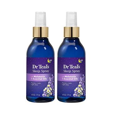 Imagem de Dr. Teal's Spray para dormir com melatonina e óleos essenciais conjunto de presente (pacote com 2, 177 ml c.) - Camomila e lavanda - Alivia músculos doloridos e promove sono melhor
