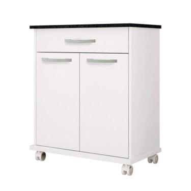 Imagem de Balcão De Cozinha 2 Portas 1 Gaveta Girassol Kaiki Móveis Branco