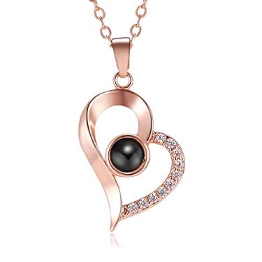 Imagem de Colar Feminino Coração Eu Te Amo Em 100 Idiomas Com Caixinha