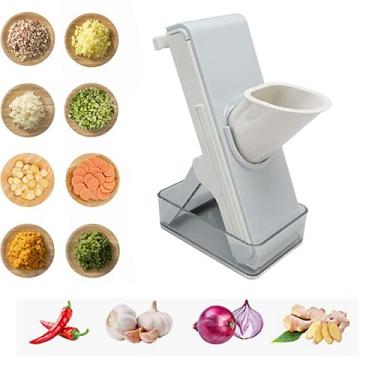 Imagem de Cortador seguro 5 em 1 de vegetais, cortador de legumes, cortador de alimentos vegetais ajustável, cortador de batatas fritas, lâmina destacável, artefato de corte de cozinha, presente de dia das mães