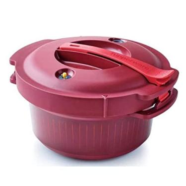 Imagem de Panela de press o Tupperware para micro-ondas redonda 2 litros vermelho vinho