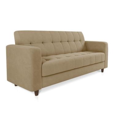 Imagem de Sofá 03 Lugares Arezzo Suede Pés Chanfrado Tabaco - D`rossi Cor Marrom Rato