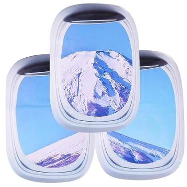 Imagem de Angoily 3Pcs Adesivos Janela Mural Decalque Decalques De Janela De Avião Simulação Adesivo De Janela De Avião Falso Adesivo De Janela Itens Domésticos Decorações De Casa Para Casa