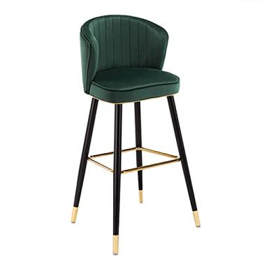 Imagem de Cadeiras de jantar banquetas de bar banquetas de bar modernas de veludo estofado banco alto com encosto ergonômico, cadeiras de jantar para sala de estar, cozinha, balcão e bar doméstico, várias cores disponíveis Tudo está bem