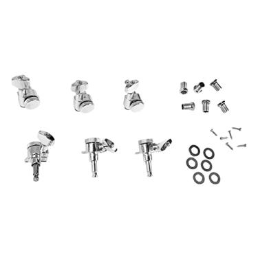 Imagem de Afinador de Travamento de Guitarra, Trava de Afinação de Corda Peg Acabamento Cromado Liga de Zinco Fácil Instalação para Violão Acústico (6R com trava GC401P)