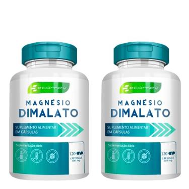 Imagem de 2Un Magnesio Dimalato 500mg 240Cáps Puro 100% Absorção Importado Ecomev - 2Meses