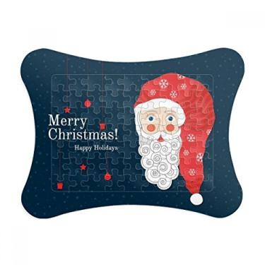 Imagem de Moldura de quebra-cabeça Merry Christmas Papai Noel Decoração de imagem Enfeite de jogo de quebra-cabeça
