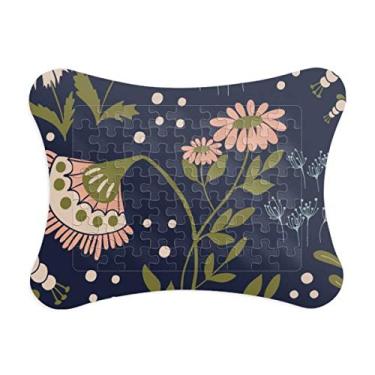 Imagem de Moldura de quebra-cabeça de pintura de plantas selvagens rosa para decoração de imagem