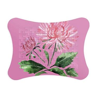 Imagem de Moldura de quebra-cabeça aquarela rosa crisântemo Greenery decoração de imagem quebra-cabeça ornamento
