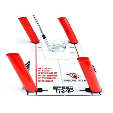 Imagem de EyeLine Golf Speed Trap - Construa confiança, melhore seu balanço com corretor de fatia e gancho, treinador de balanço, auxílio de caminho, maior distância, feito nos EUA, base de policarbonato