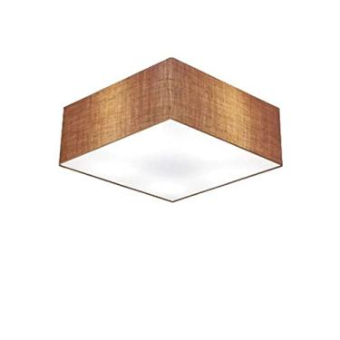 Imagem de Plafon Quadrado Cúpula Tecido 12/35x35 cm, Vivare Iluminação, Plafon3001 LP, Palha, Pequeno