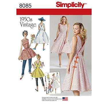 Imagem de Simplicity 8085 1950's Vintage Fashion Vestido Feminino Padrão de Costura, Tamanhos 6-14
