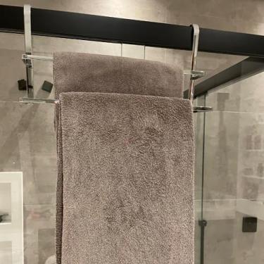 Imagem de SUPORTE TOALHEIRO DUPLO PARA BOX BANHEIRO PORTA TOALHA DUPLO BOX REFORÇADO (Cromado)