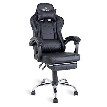 Imagem de Cadeira Gamer Preto Healer Level Reclinável Giratória com apoio de pés