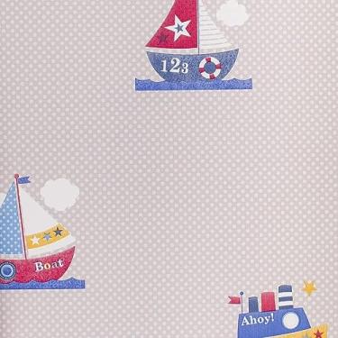 Imagem de Papel de Parede Vinilico Book Kids 53cm x 10m Rolo Estampa Barquinho Colorido