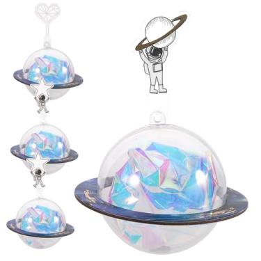 Imagem de HOMSFOU Caixa 4 Unidades Caixa De Doces Transparente Do Céu Estrelado Do Planeta Caixinhas De Lembrancinhas Transparentes Caixas De Presente Claras Chique Bola Papel Plástico Dama De Honra
