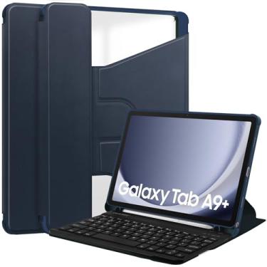 Imagem de Capa do caso da tabuleta. Capa para tablet inteligente compatível com Samsung Galaxy Tab A9 Plus Capa SM-X210/SM-216/SM-X218 Capa de 11 polegadas com capa de teclado Suporte de visualização multiângul
