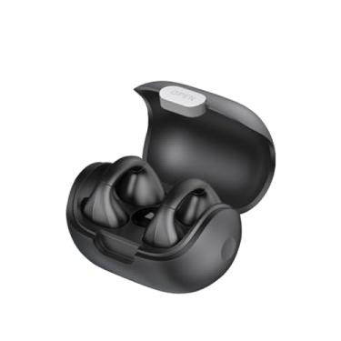 Imagem de Fones de ouvido sem fio Clip On TWS Bluetooth 5.3 Fones de ouvido esportivos para ciclismo e corrida Modo de música para jogos Cancelamento de ruído para chamadas - Preto