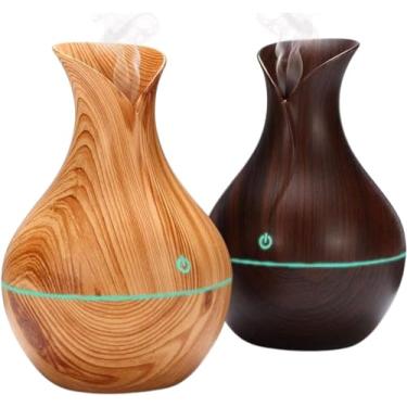 Imagem de Mini Umidificador De Ar Madeira Difusor De Aromas Óleo Essencial Aromatizador De Ambiente Elétrico Portátil Ultrassônico