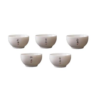 Imagem de JinRu BaoHua Xícaras de chá chinesas, xícaras de chá kung fu, conjunto de 5 xícaras de chá, chá verde, chá oolong, chá pu-erh chávenas de chá estilo China (pequeno)