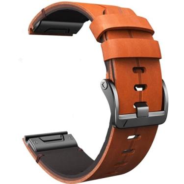 Imagem de OUTVI Pulseira de relógio de couro de 22 mm para Garmin Fenix 6 7 Pro Solar 5 Plus Forerunner 955 965 935 745 LTE epix Pro Gen 2 47 mm SOMENTE de flor integral genuína, ajuste rápido, 22 pulseiras de