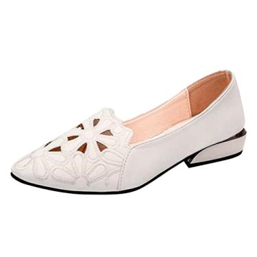 Imagem de Sandálias de verão de couro retrô vintage femininas salto alto quadrado bico redondo sapatos femininos sapatos femininos pele de cobra, Branco, 6.5
