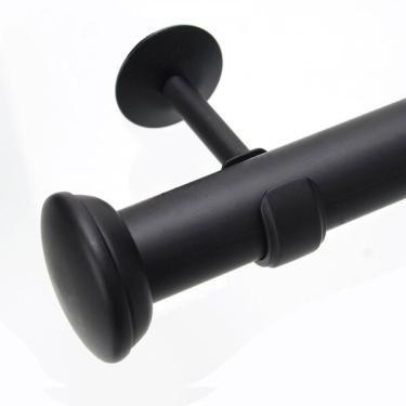 Imagem de Kit Varão De Cortina 28mm 3m Ponteira Meia Lua Couselo Preto