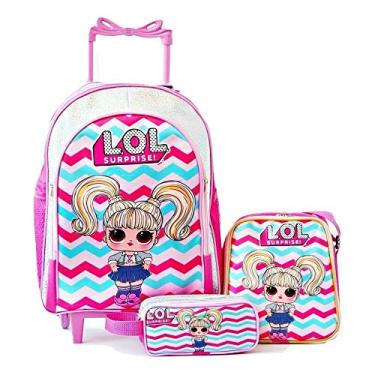 Imagem de Mochila Boneca Lol 5 Hairgoals Pop Rodinhas Lancheira+estojo