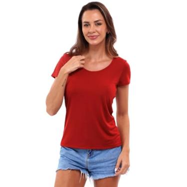 Imagem de Camiseta Feminina T-shirt Gola Redonda em Viscose Dry Anti Pilling John Pull (P, Vermelho Carmim)