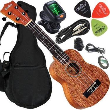 Imagem de Kit Ukulele Elétrico Soprano Canhoto Shelby Su21M Shelby