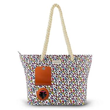 Imagem de CORK & VINE Sacola de vinho, isolada, à prova de vazamento, com alça de corda náutica | 3 x bolsa de bebida de 1,5 litros incluída, Oncinha arco-íris, One Size