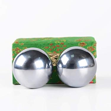 Imagem de Brass Statu Um par de bolas de saúde Baoding de 3,9 cm para aliviar o estresse (prateado)