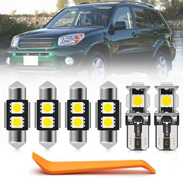 Imagem de Kit de lâmpadas interiores de LED 7 peças para Toyota RAV4 2001 2002 2003 2004 2005 super brilhante 6000K lâmpadas interiores LED branco mapa cúpula porta-luvas luzes interiores lâmpadas interiores +