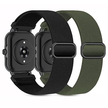 Imagem de Kollody Pacote com 2 pulseiras de relógio de nylon elástico compatíveis com Amazfit Active 2/Active, pulseiras de substituição elásticas macias de 20 mm para Amazfit Bip 3 Pro/3/U Pro/GTR mini/GTS 4/3