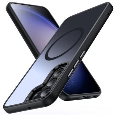 Imagem de YSLBWLE Capa magnética para Samsung Galaxy S22, [compatível com magnético], [proteção contra quedas de grau militar de 3 metros] fina protetora translúcida fosca, TPU + PC capa protetora de luxo para